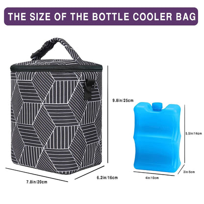 Breastmilk Cooler Bag with Ice Pack Fits 4 Baby Bottles Up To 9 Ounce Insulated Baby Bottle Bag Breast Milk Cooler on the Go with Strap Cooler Bag for Nursing Mom Daycare or Travel