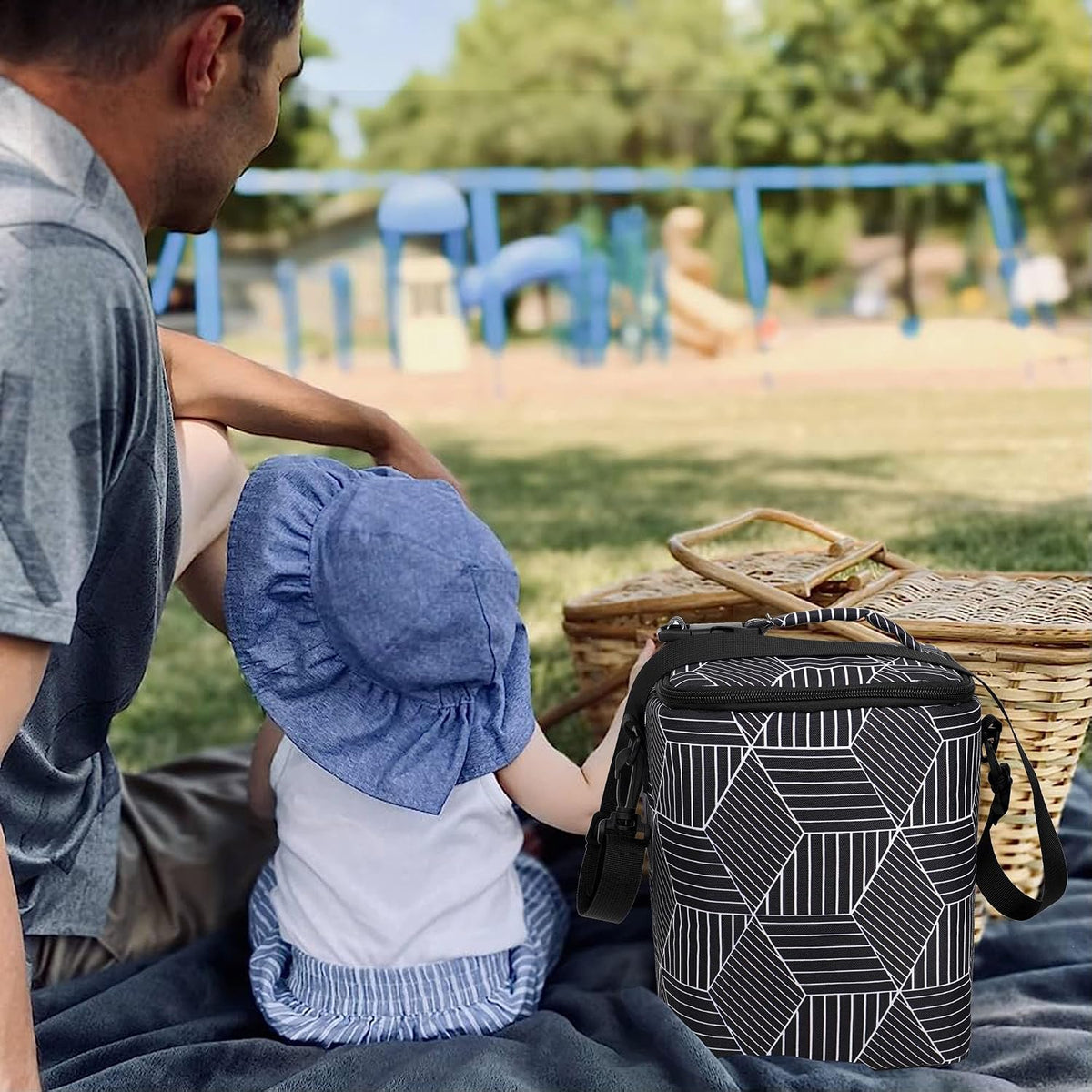 Breastmilk Cooler Bag with Ice Pack Fits 4 Baby Bottles Up To 9 Ounce Insulated Baby Bottle Bag Breast Milk Cooler on the Go with Strap Cooler Bag for Nursing Mom Daycare or Travel