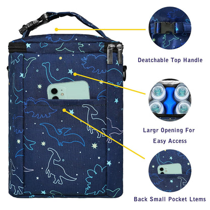 Breastmilk Cooler Bag with Ice Pack Fits 4 Baby Bottles Up To 9 Ounce Insulated Baby Bottle Bag Breast Milk Cooler on the Go with Strap Cooler Bag for Nursing Mom Daycare or Travel