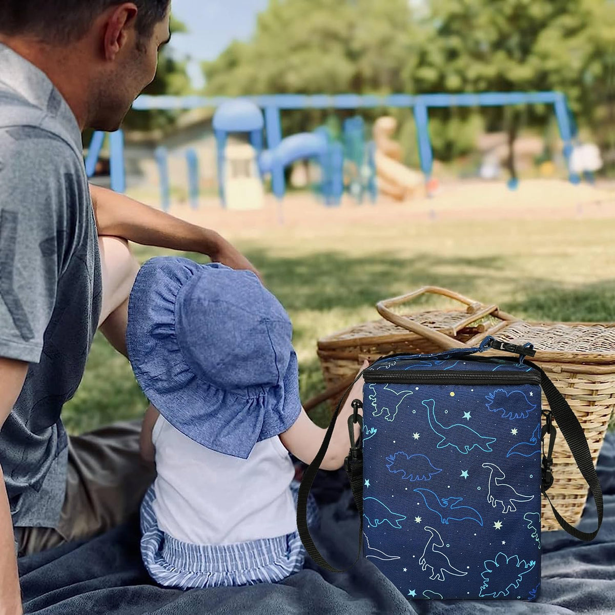 Breastmilk Cooler Bag with Ice Pack Fits 4 Baby Bottles Up To 9 Ounce Insulated Baby Bottle Bag Breast Milk Cooler on the Go with Strap Cooler Bag for Nursing Mom Daycare or Travel