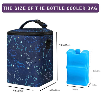 Breastmilk Cooler Bag with Ice Pack Fits 4 Baby Bottles Up To 9 Ounce Insulated Baby Bottle Bag Breast Milk Cooler on the Go with Strap Cooler Bag for Nursing Mom Daycare or Travel
