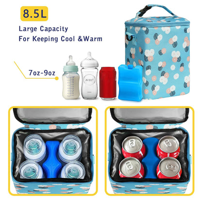 Breastmilk Cooler Bag with Ice Pack Fits 4 Baby Bottles Up To 9 Ounce Insulated Baby Bottle Bag Breast Milk Cooler on the Go with Strap Cooler Bag for Nursing Mom Daycare or Travel