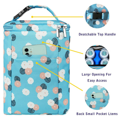Breastmilk Cooler Bag with Ice Pack Fits 4 Baby Bottles Up To 9 Ounce Insulated Baby Bottle Bag Breast Milk Cooler on the Go with Strap Cooler Bag for Nursing Mom Daycare or Travel