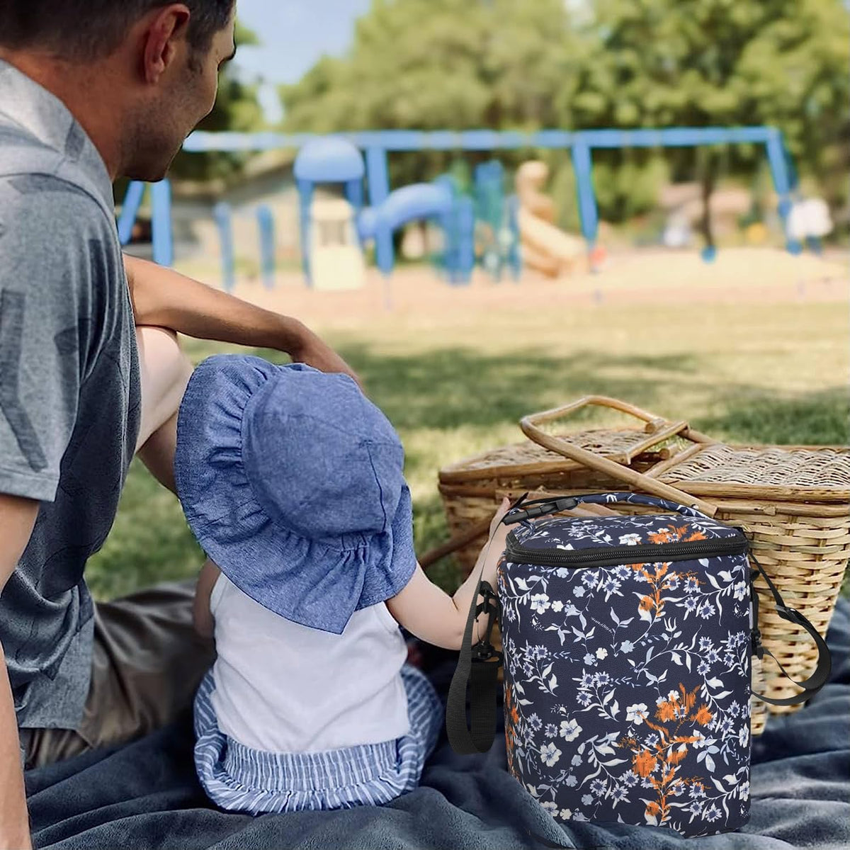 Breastmilk Cooler Bag with Ice Pack Fits 4 Baby Bottles Up To 9 Ounce Insulated Baby Bottle Bag Breast Milk Cooler on the Go with Strap Cooler Bag for Nursing Mom Daycare or Travel