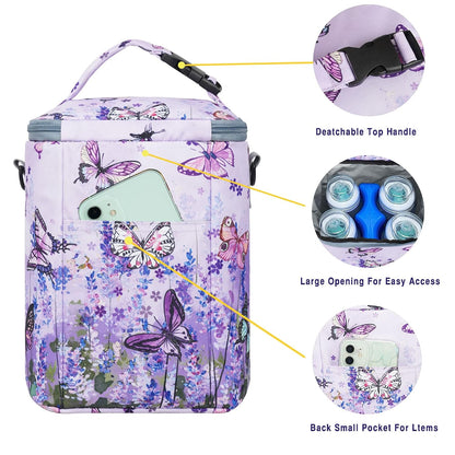 Breastmilk Cooler Bag with Ice Pack Fits 4 Baby Bottles Up To 9 Ounce Insulated Baby Bottle Bag Breast Milk Cooler on the Go with Strap Cooler Bag for Nursing Mom Daycare or Travel