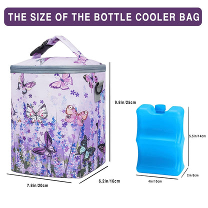 Breastmilk Cooler Bag with Ice Pack Fits 4 Baby Bottles Up To 9 Ounce Insulated Baby Bottle Bag Breast Milk Cooler on the Go with Strap Cooler Bag for Nursing Mom Daycare or Travel