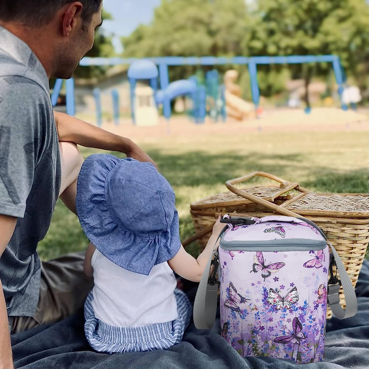 Breastmilk Cooler Bag with Ice Pack Fits 4 Baby Bottles Up To 9 Ounce Insulated Baby Bottle Bag Breast Milk Cooler on the Go with Strap Cooler Bag for Nursing Mom Daycare or Travel