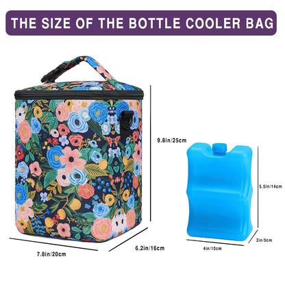 Breastmilk Cooler Bag with Ice Pack Fits 4 Baby Bottles Up To 9 Ounce Insulated Baby Bottle Bag Breast Milk Cooler on the Go with Strap Cooler Bag for Nursing Mom Daycare or Travel