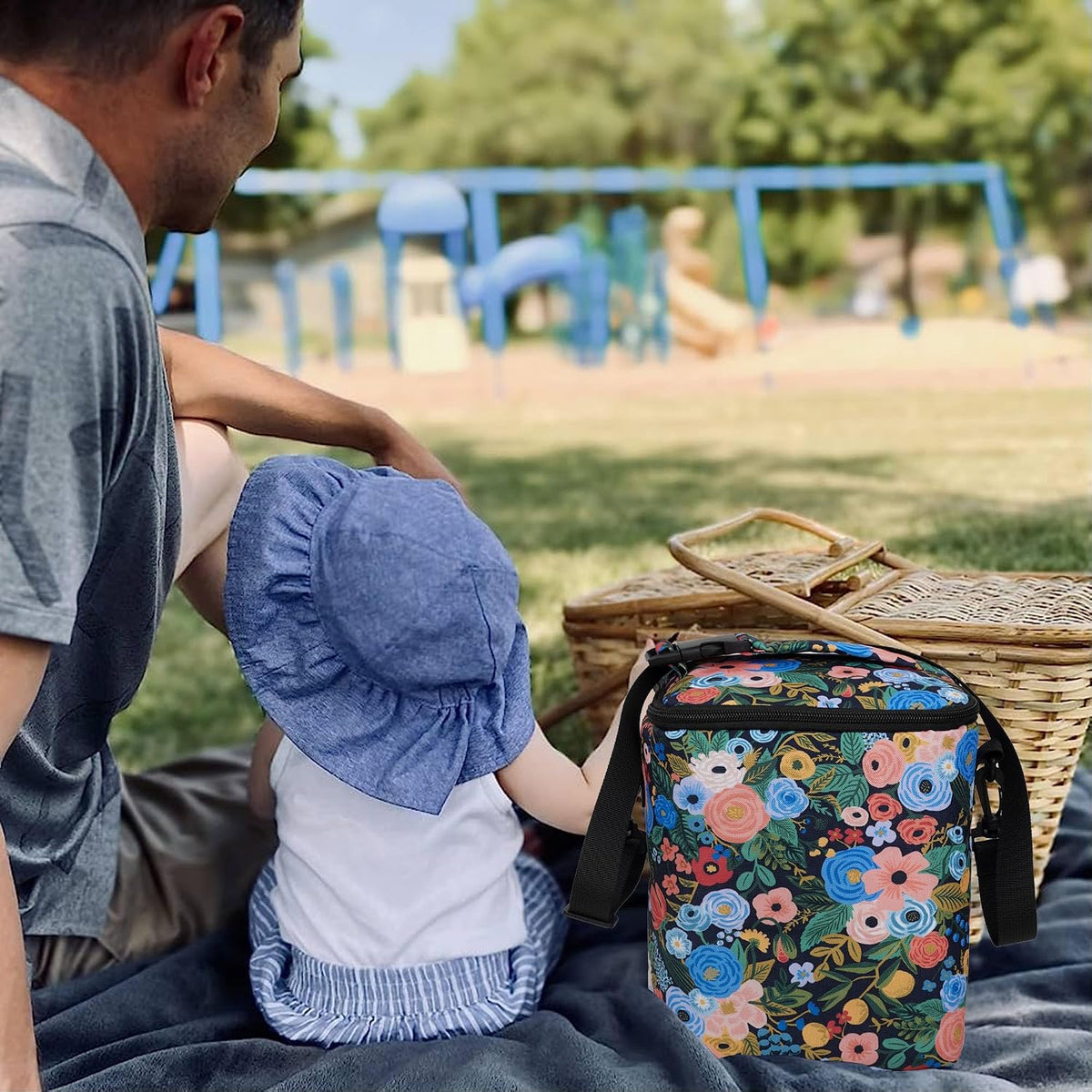 Breastmilk Cooler Bag with Ice Pack Fits 4 Baby Bottles Up To 9 Ounce Insulated Baby Bottle Bag Breast Milk Cooler on the Go with Strap Cooler Bag for Nursing Mom Daycare or Travel