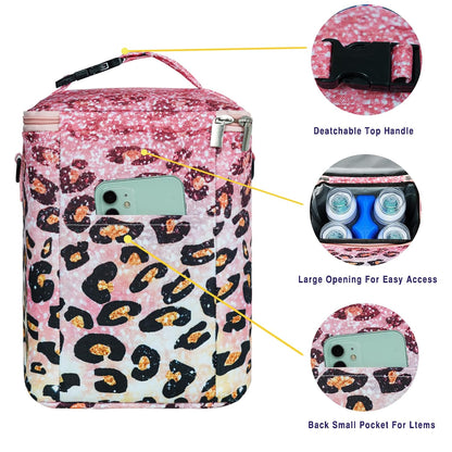 Breastmilk Cooler Bag with Ice Pack Fits 4 Baby Bottles Up To 9 Ounce Insulated Baby Bottle Bag Breast Milk Cooler on the Go with Strap Cooler Bag for Nursing Mom Daycare or Travel