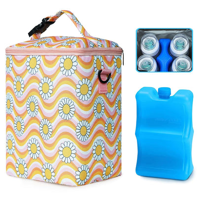 Breastmilk Cooler Bag with Ice Pack Fits 4 Baby Bottles Up To 9 Ounce Insulated Baby Bottle Bag Breast Milk Cooler on the Go with Strap Cooler Bag for Nursing Mom Daycare or Travel