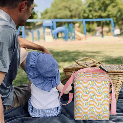 Breastmilk Cooler Bag with Ice Pack Fits 4 Baby Bottles Up To 9 Ounce Insulated Baby Bottle Bag Breast Milk Cooler on the Go with Strap Cooler Bag for Nursing Mom Daycare or Travel