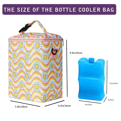 Breastmilk Cooler Bag with Ice Pack Fits 4 Baby Bottles Up To 9 Ounce Insulated Baby Bottle Bag Breast Milk Cooler on the Go with Strap Cooler Bag for Nursing Mom Daycare or Travel