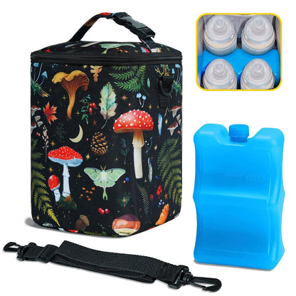 Breastmilk Cooler Bag with Ice Pack Fits 4 Baby Bottles Up To 9 Ounce Insulated Baby Bottle Bag Breast Milk Cooler on the Go with Strap Cooler Bag for Nursing Mom Daycare or Travel