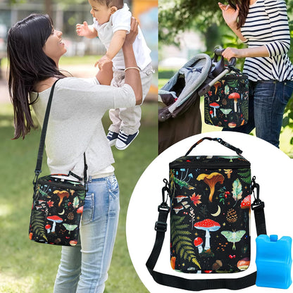 Breastmilk Cooler Bag with Ice Pack Fits 4 Baby Bottles Up To 9 Ounce Insulated Baby Bottle Bag Breast Milk Cooler on the Go with Strap Cooler Bag for Nursing Mom Daycare or Travel