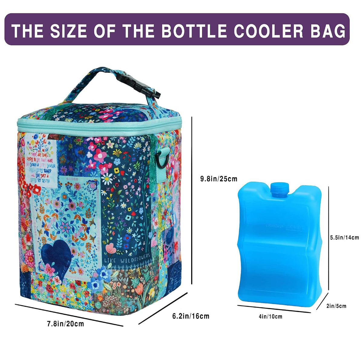 Breastmilk Cooler Bag with Ice Pack Fits 4 Baby Bottles Up To 9 Ounce Insulated Baby Bottle Bag Breast Milk Cooler on the Go with Strap Cooler Bag for Nursing Mom Daycare or Travel