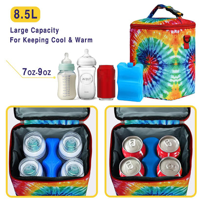 Breastmilk Cooler Bag with Ice Pack Fits 4 Baby Bottles Up To 9 Ounce Insulated Baby Bottle Bag Breast Milk Cooler on the Go with Strap Cooler Bag for Nursing Mom Daycare or Travel