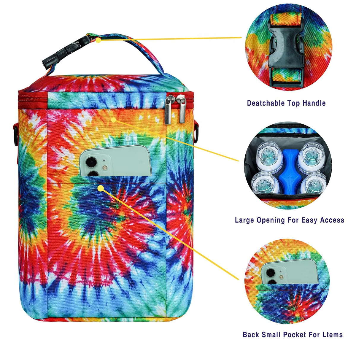 Breastmilk Cooler Bag with Ice Pack Fits 4 Baby Bottles Up To 9 Ounce Insulated Baby Bottle Bag Breast Milk Cooler on the Go with Strap Cooler Bag for Nursing Mom Daycare or Travel