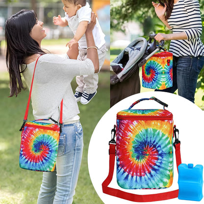 Breastmilk Cooler Bag with Ice Pack Fits 4 Baby Bottles Up To 9 Ounce Insulated Baby Bottle Bag Breast Milk Cooler on the Go with Strap Cooler Bag for Nursing Mom Daycare or Travel