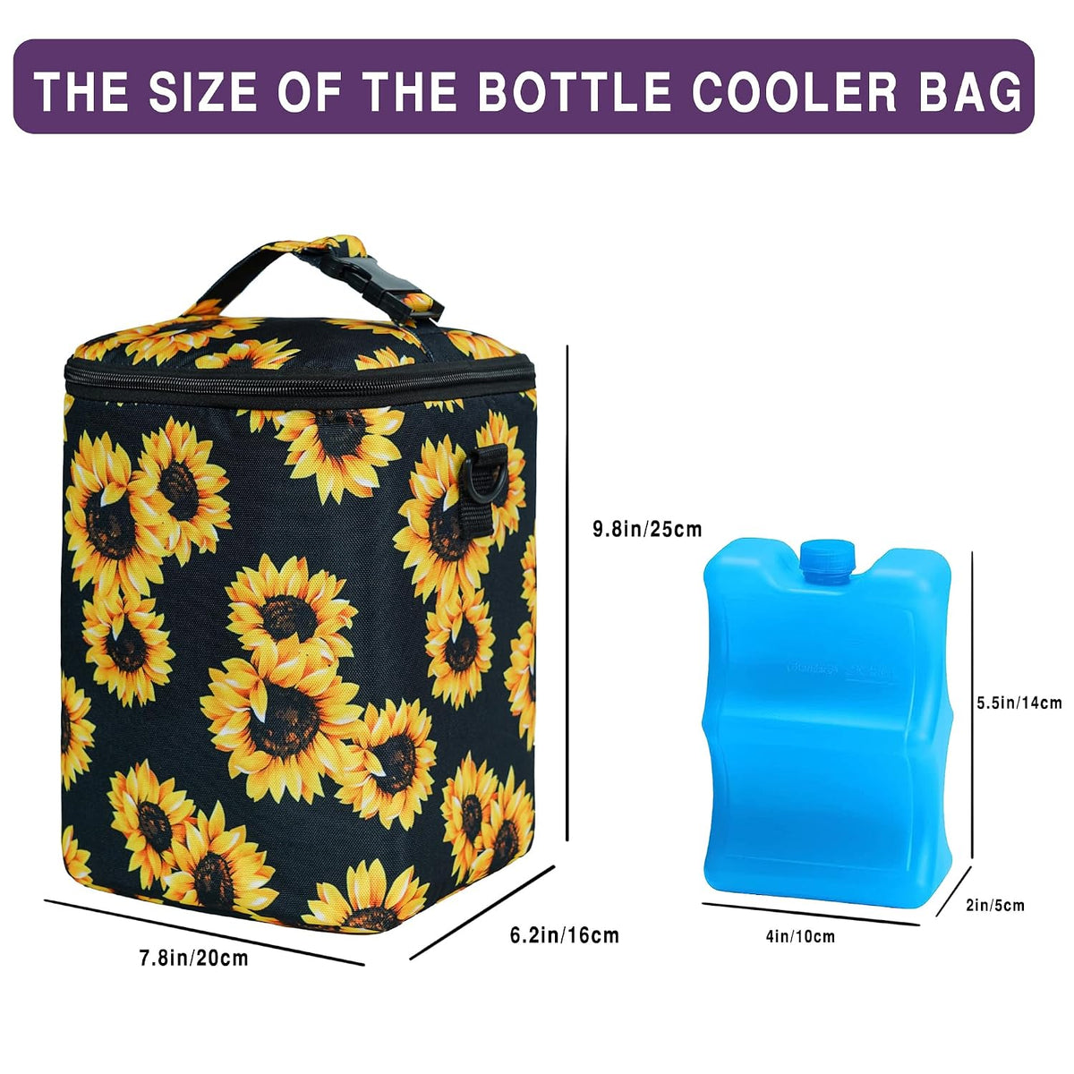 Breastmilk Cooler Bag with Ice Pack Fits 4 Baby Bottles Up To 9 Ounce Insulated Baby Bottle Bag Breast Milk Cooler on the Go with Strap Cooler Bag for Nursing Mom Daycare or Travel