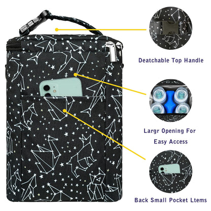 Breastmilk Cooler Bag with Ice Pack Fits 4 Baby Bottles Up To 9 Ounce Insulated Baby Bottle Bag Breast Milk Cooler on the Go with Strap Cooler Bag for Nursing Mom Daycare or Travel