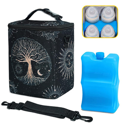 Breastmilk Cooler Bag with Ice Pack Fits 4 Baby Bottles Up To 9 Ounce Insulated Baby Bottle Bag Breast Milk Cooler on the Go with Strap Cooler Bag for Nursing Mom Daycare or Travel