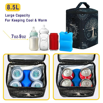 Breastmilk Cooler Bag with Ice Pack Fits 4 Baby Bottles Up To 9 Ounce Insulated Baby Bottle Bag Breast Milk Cooler on the Go with Strap Cooler Bag for Nursing Mom Daycare or Travel