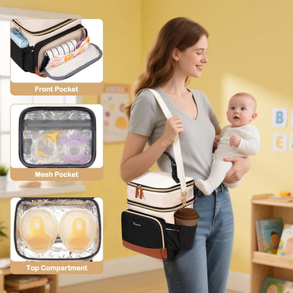 Expandable Breast Milk Cooler Travel Bag with Ice Pack