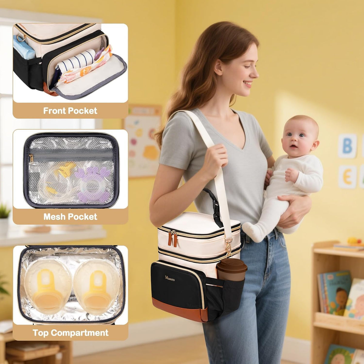 Expandable Breast Milk Cooler Travel Bag with Ice Pack