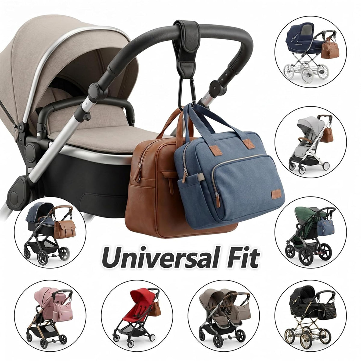 4-Pack Stroller Hooks for Bags Adjustable Stroller Bag Hook Multifunctional Non-Slip Baby Stroller Straps Universal Fit for Bike Scooter Wheelchair Walker by Aguwontior