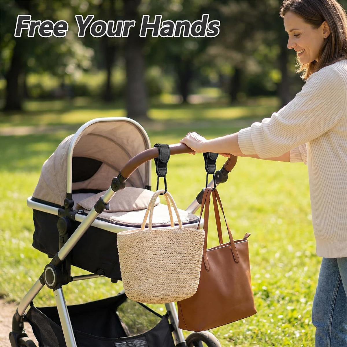 4-Pack Stroller Hooks for Bags Adjustable Stroller Bag Hook Multifunctional Non-Slip Baby Stroller Straps Universal Fit for Bike Scooter Wheelchair Walker by Aguwontior