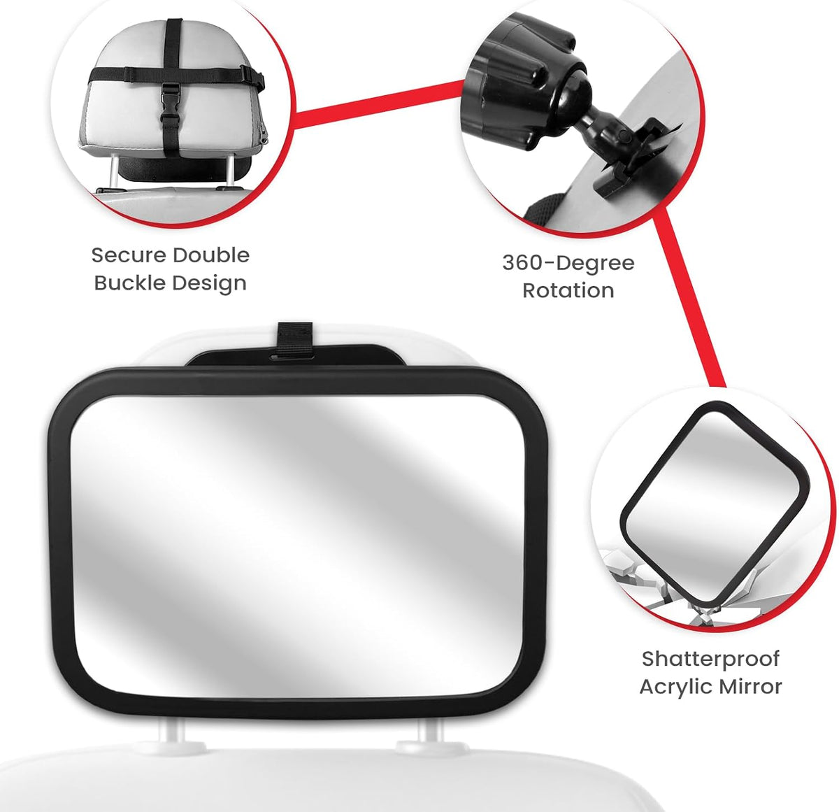 Baby Car Mirror, Safety Car Seat Mirror for Rear Facing