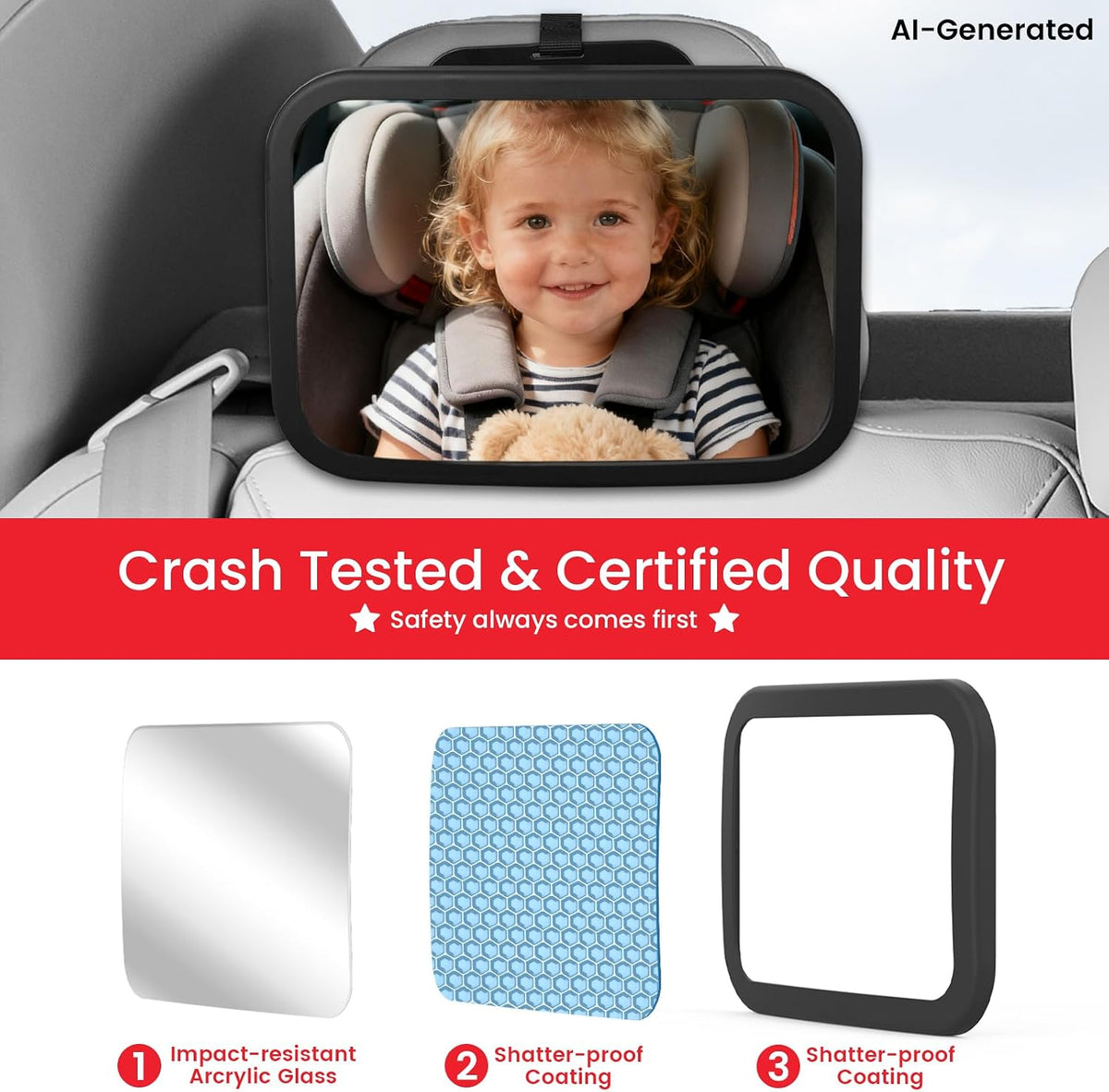Baby Car Mirror, Safety Car Seat Mirror for Rear Facing