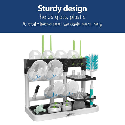 Baby Bottle Drying Tower, Stand-Up Drying Rack with Reusable Sponge Baby Bottle Cleaning Brush Set, 3-Pack, Pink
