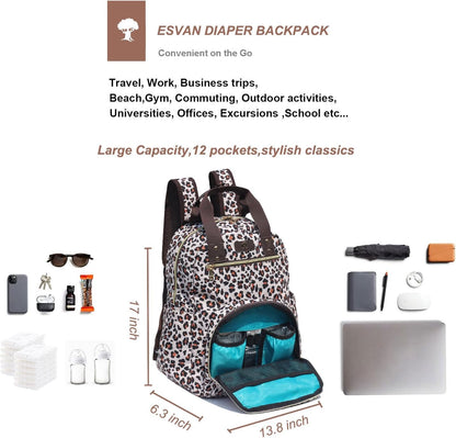 Diaper Bag Backpack, Large Capacity Multifunction Baby Essentials Fashion Travel Pack Linen Canvas office Laptop Bag (Linen Brown)