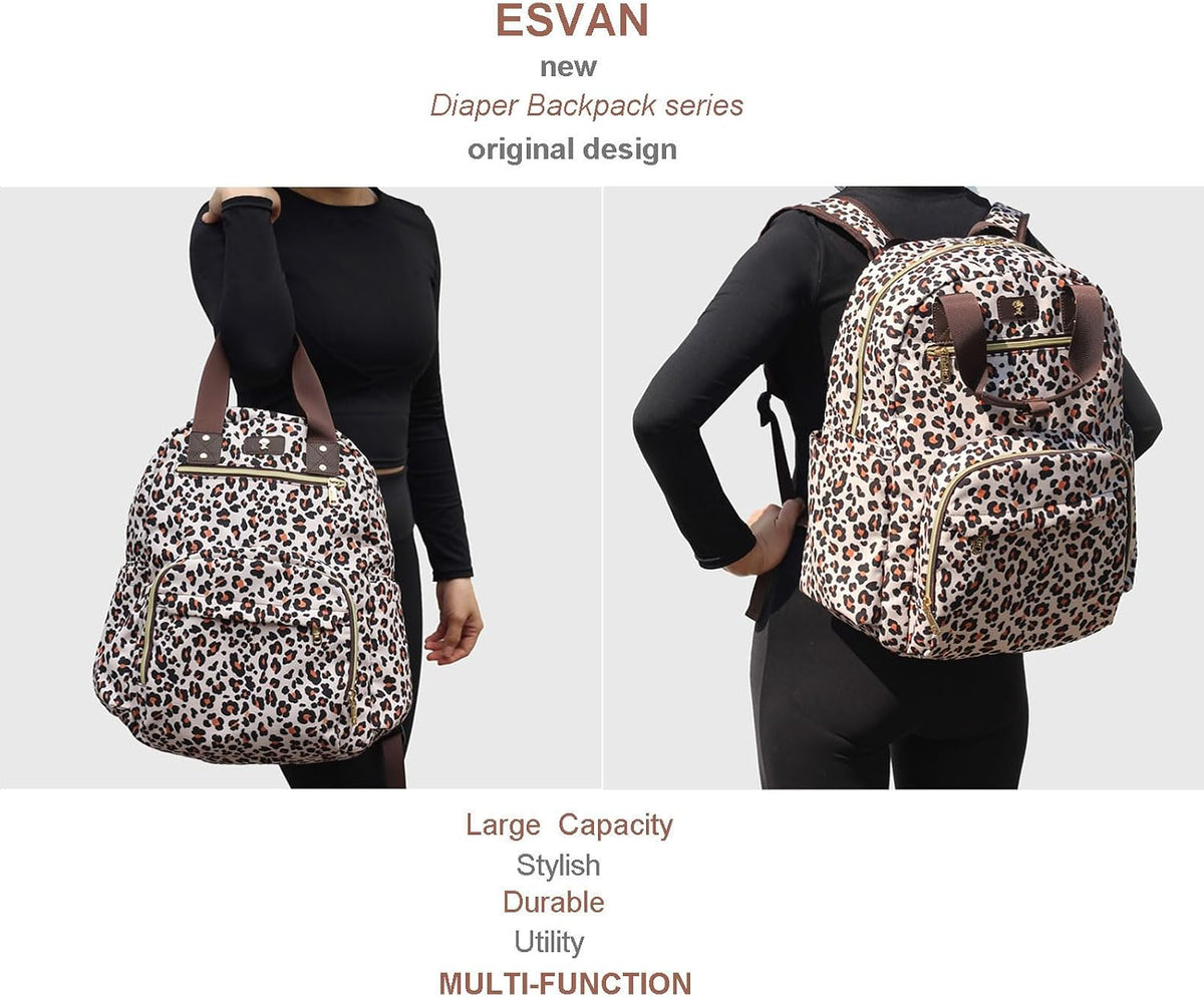 Diaper Bag Backpack, Large Capacity Multifunction Baby Essentials Fashion Travel Pack Linen Canvas office Laptop Bag (Linen Brown)