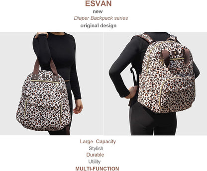 Diaper Bag Backpack, Large Capacity Multifunction Baby Essentials Fashion Travel Pack Linen Canvas office Laptop Bag (Linen Brown)