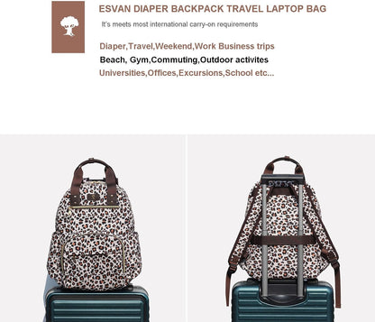 Diaper Bag Backpack, Large Capacity Multifunction Baby Essentials Fashion Travel Pack Linen Canvas office Laptop Bag (Linen Brown)