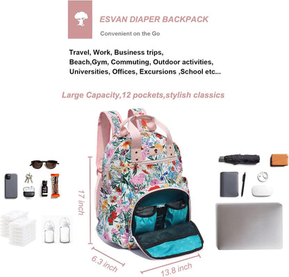 Diaper Bag Backpack, Large Capacity Multifunction Baby Essentials Fashion Travel Pack Linen Canvas office Laptop Bag (Linen Brown)