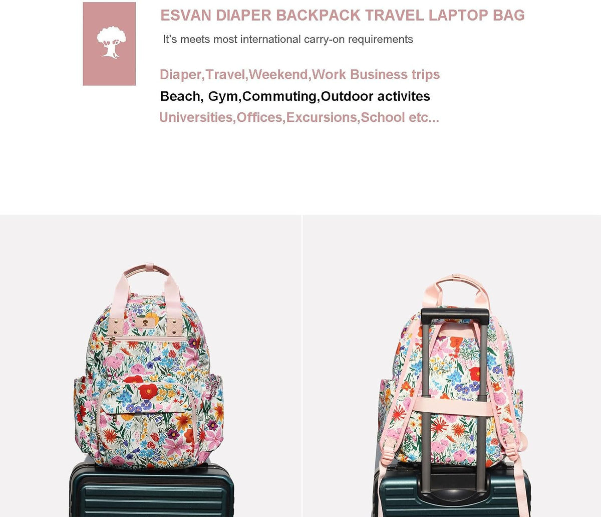 Diaper Bag Backpack, Large Capacity Multifunction Baby Essentials Fashion Travel Pack Linen Canvas office Laptop Bag (Linen Brown)
