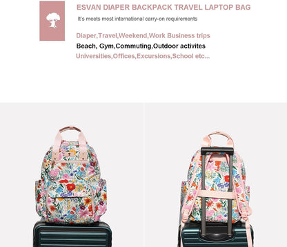 Diaper Bag Backpack, Large Capacity Multifunction Baby Essentials Fashion Travel Pack Linen Canvas office Laptop Bag (Linen Brown)