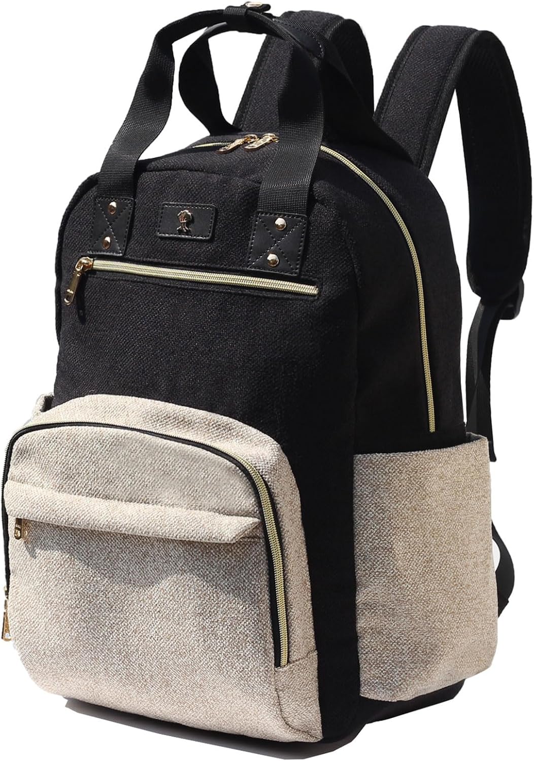 Diaper Bag Backpack, Large Capacity Multifunction Baby Essentials Fashion Travel Pack Linen Canvas office Laptop Bag (Linen Brown)