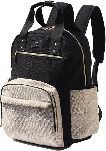 Diaper Bag Backpack, Large Capacity Multifunction Baby Essentials Fashion Travel Pack Linen Canvas office Laptop Bag (Linen Brown)