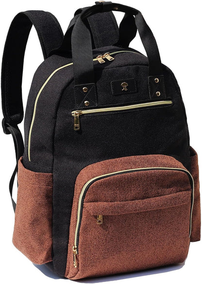 Diaper Bag Backpack, Large Capacity Multifunction Baby Essentials Fashion Travel Pack Linen Canvas office Laptop Bag (Linen Brown)