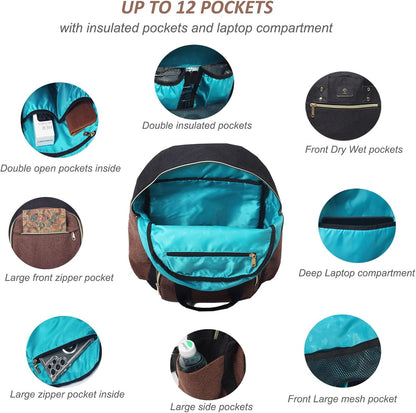 Diaper Bag Backpack, Large Capacity Multifunction Baby Essentials Fashion Travel Pack Linen Canvas office Laptop Bag (Linen Brown)