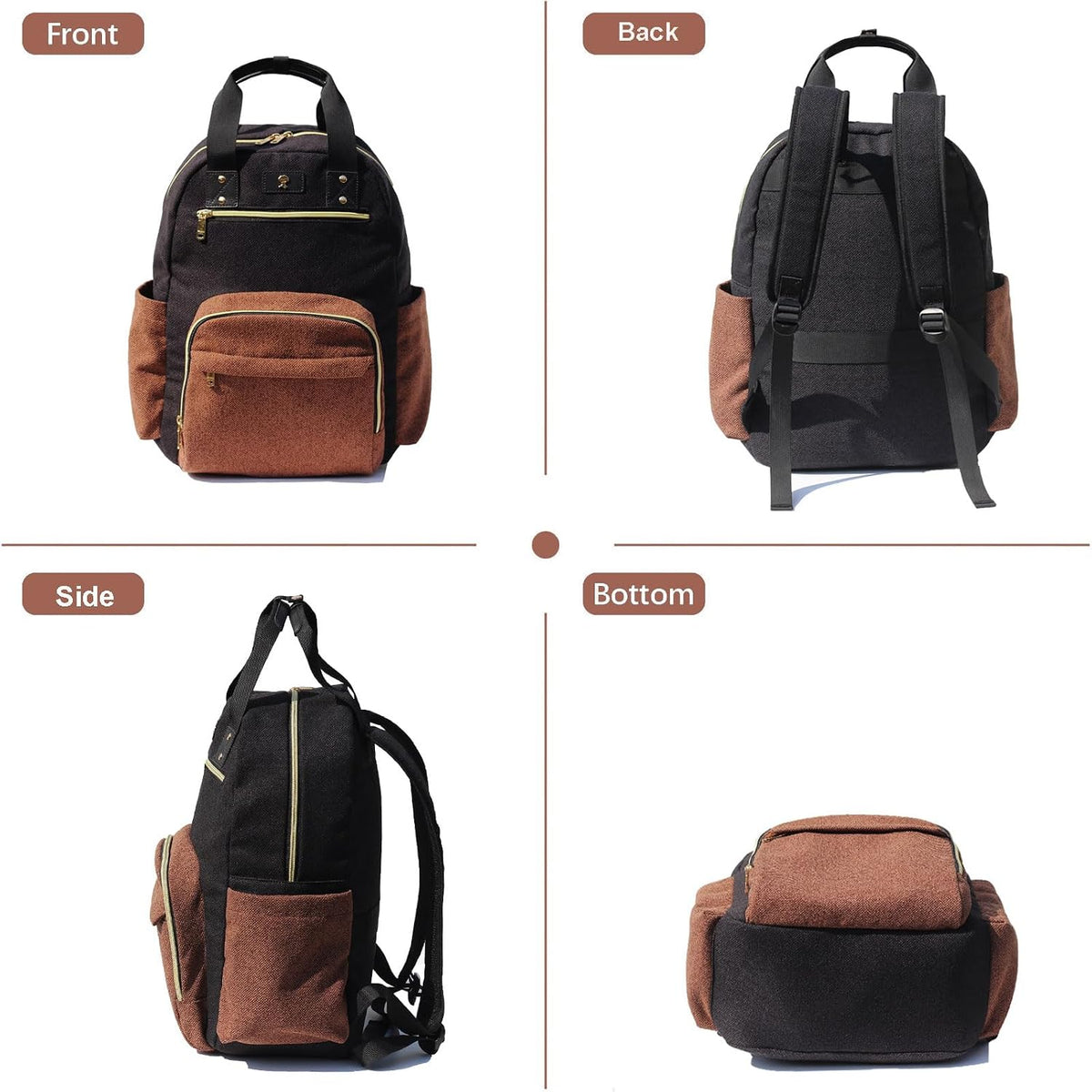Diaper Bag Backpack, Large Capacity Multifunction Baby Essentials Fashion Travel Pack Linen Canvas office Laptop Bag (Linen Brown)