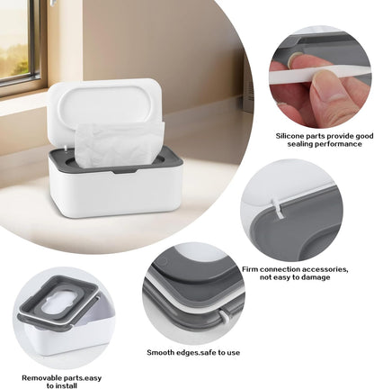2Pcs Baby Wipes Dispenser,Wipe Holder Wipes Box for Baby & Adult(Gray/Blue)