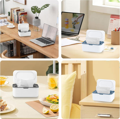 2Pcs Baby Wipes Dispenser,Wipe Holder Wipes Box for Baby & Adult(Gray/Blue)