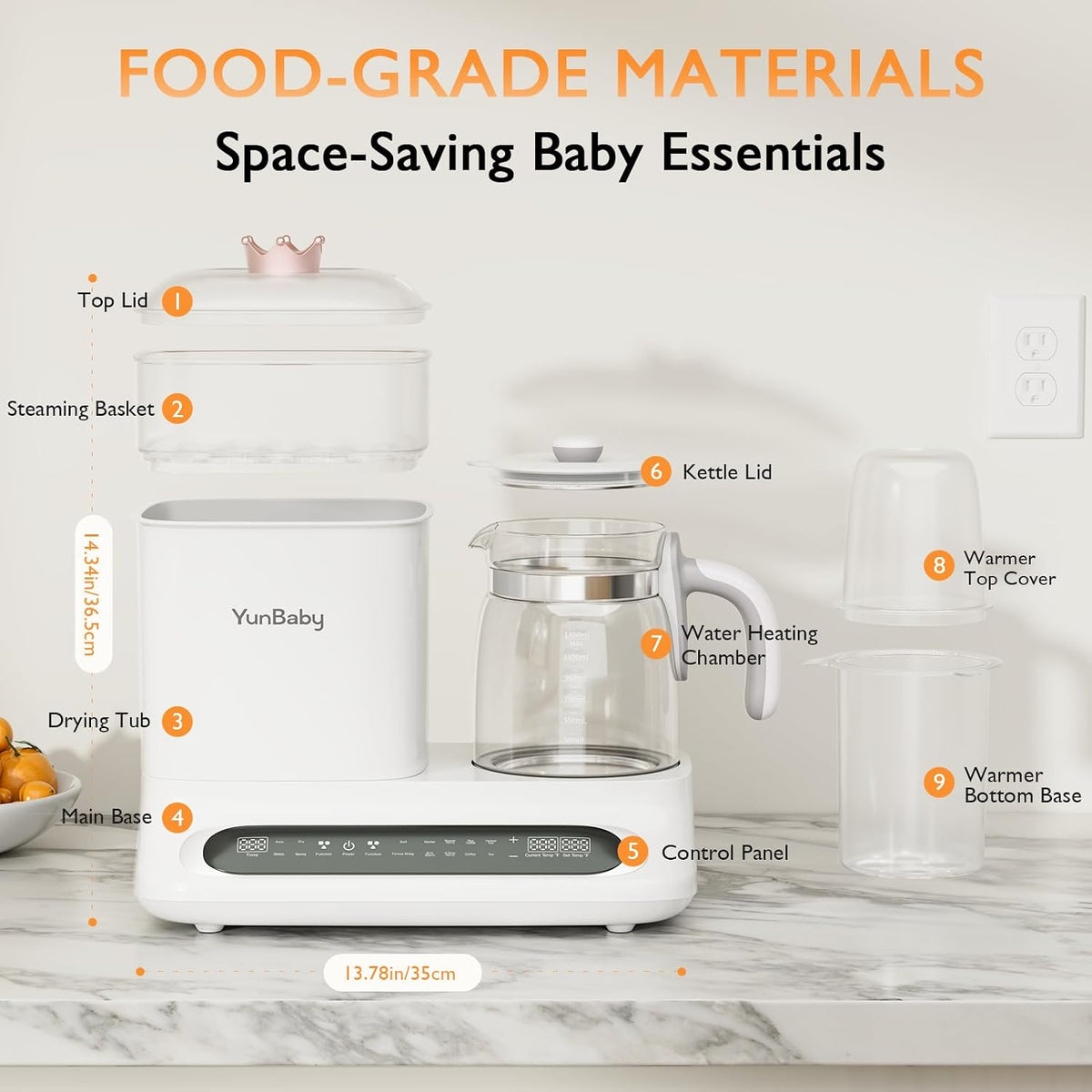 Baby Bottle Warmer & Steamer, 44oz Formula Kettle with Drying & Steam, Multi-Function Bottle Warmer for Breastmilk, Food & Baby Essentials