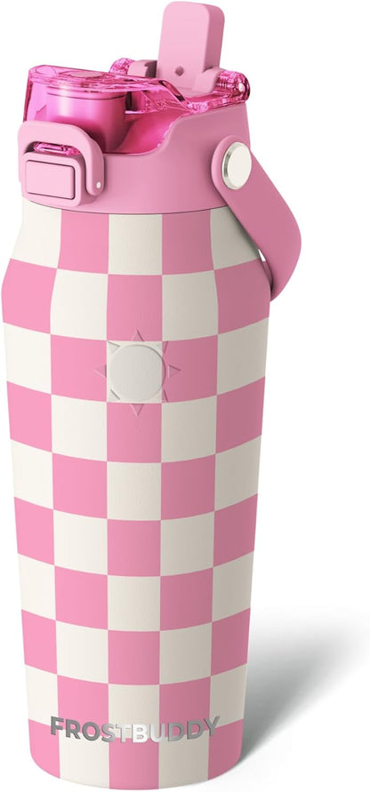 24oz Insulated Water Bottle - Straw & Chug Lid - Leak-Proof | Sip-or-chug dual lid | Ice-cold for 24+ hours | Cup-holder friendly | Durable & easy to clean - Colors A